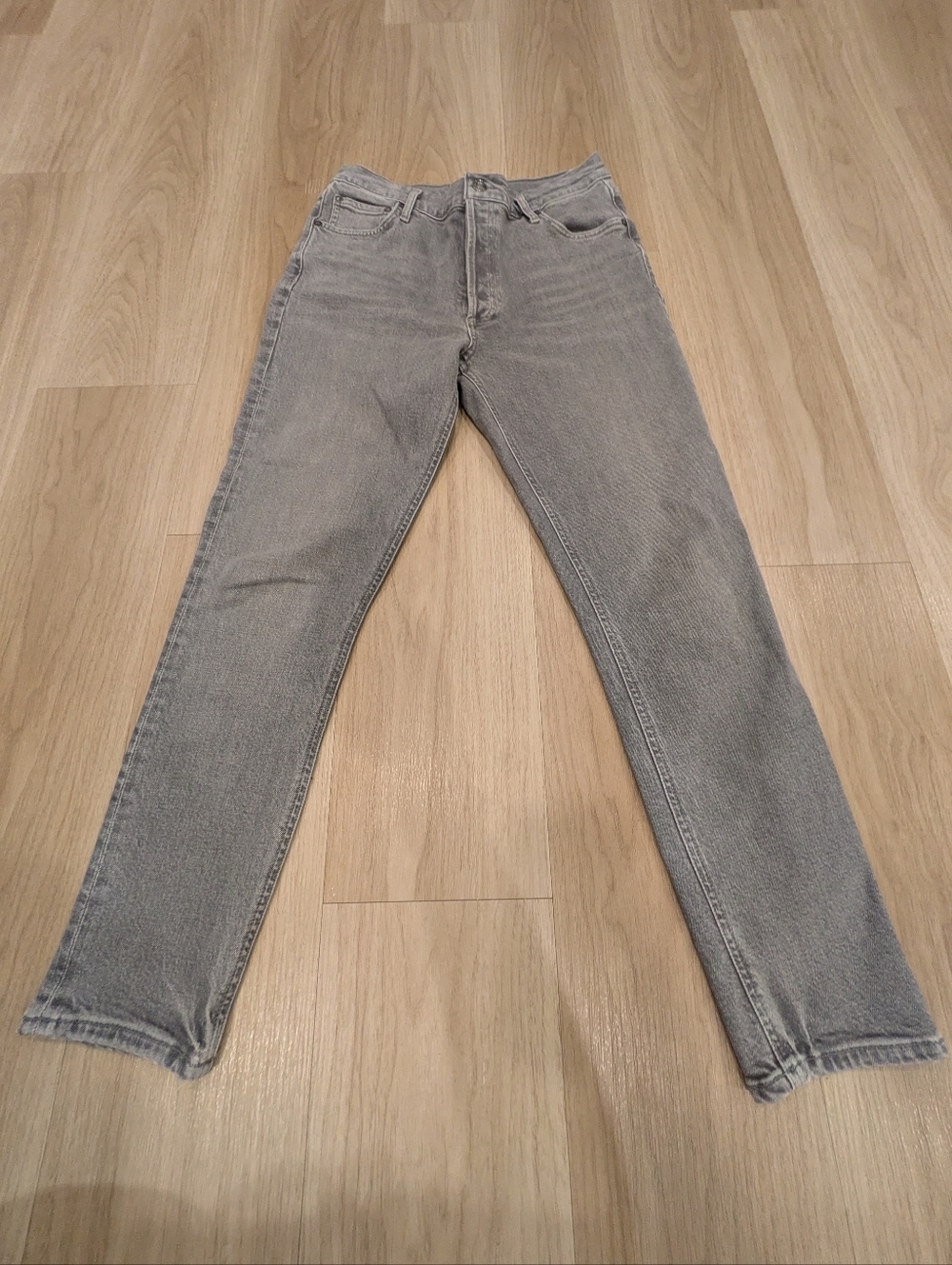 Agolde Slim High Rise Grey Button Fly Jeans Size 28